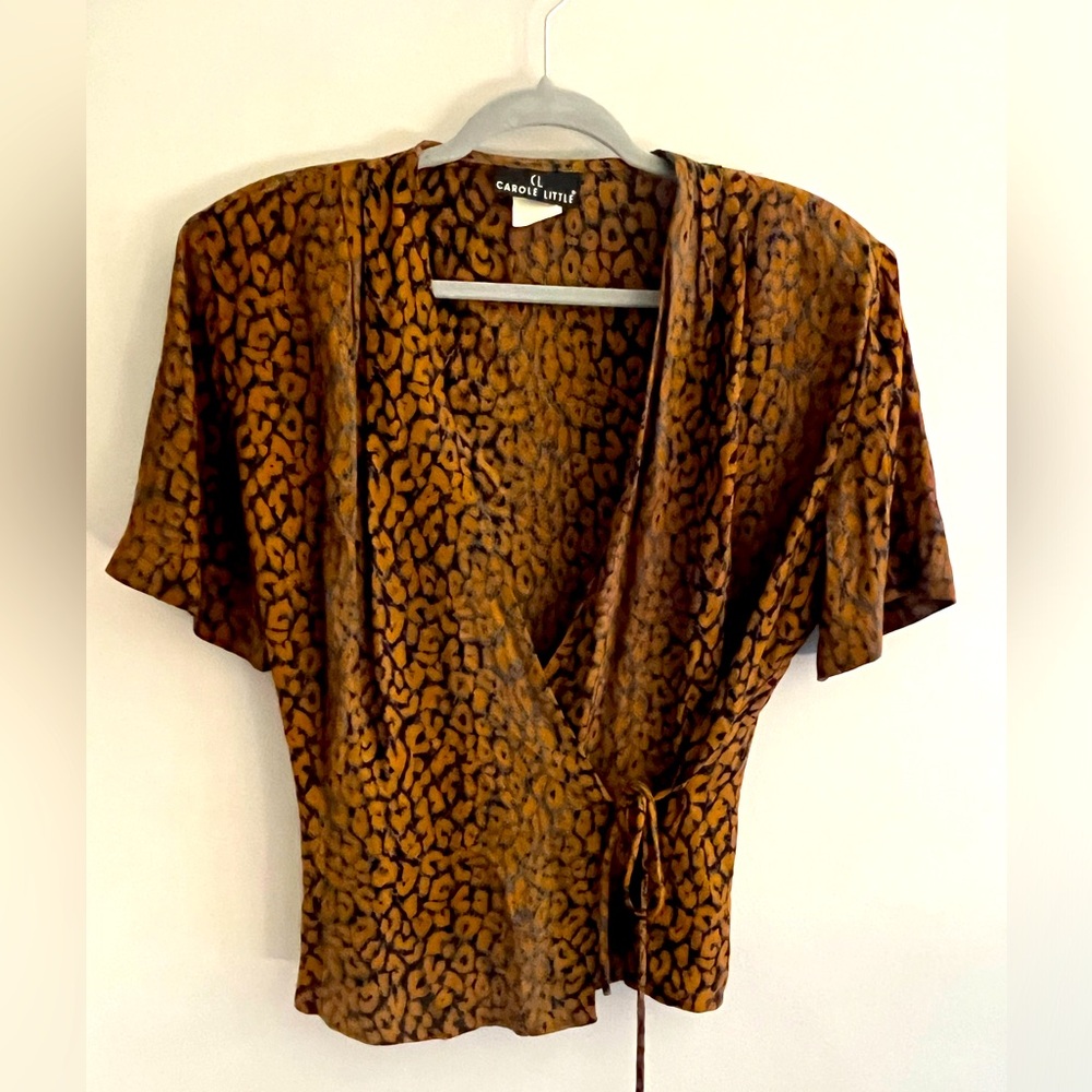 Vintage Carole Little animal print wrap top size 14